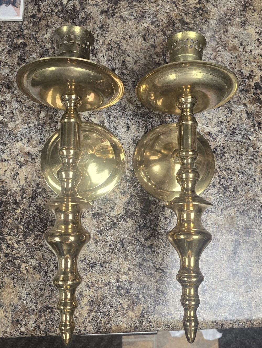 Brass Wall Candle Sconces - Pair
